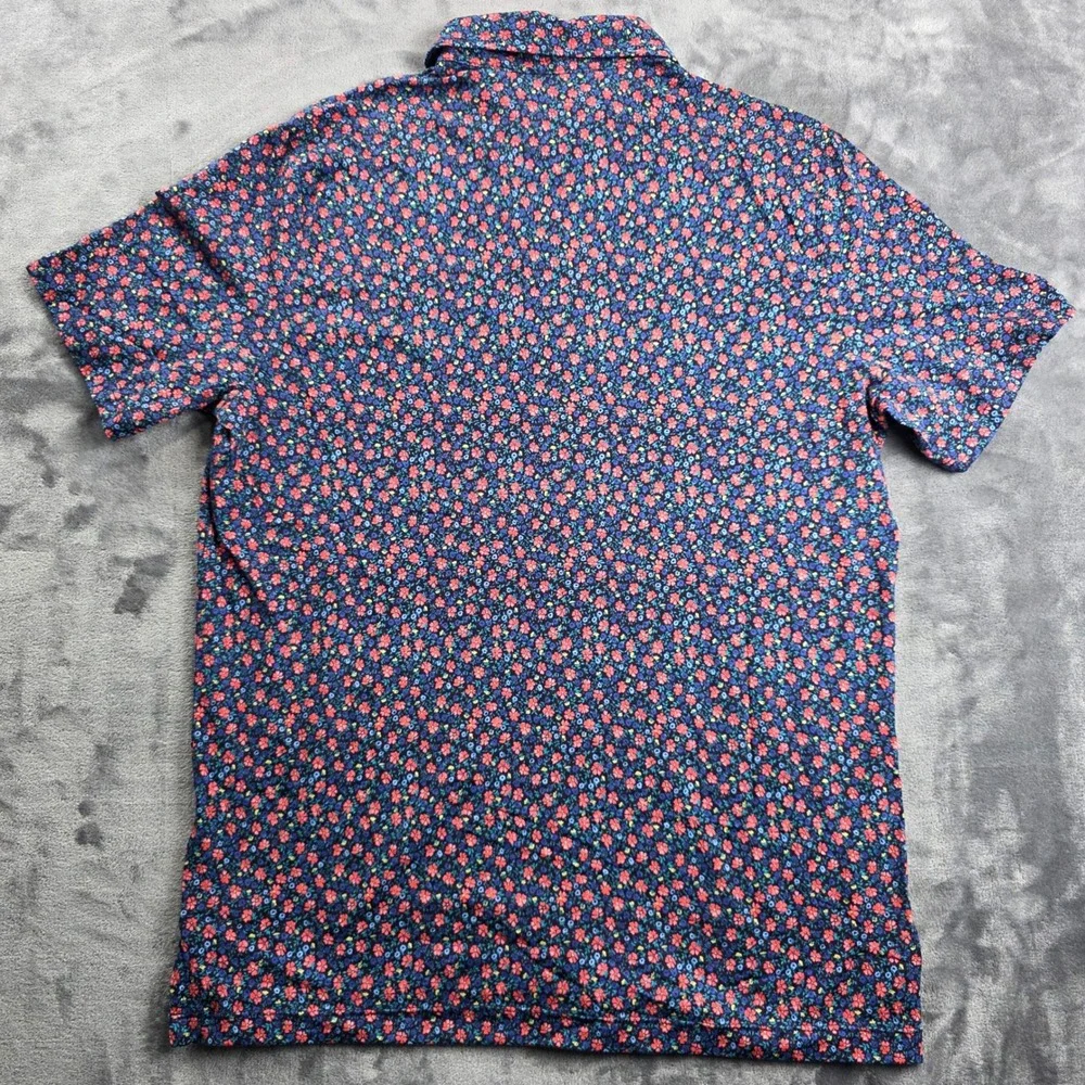 Polo Golf Ralph Lauren Polo Mens M Navy Blue Red Floral Print Short Sleeve Shirt